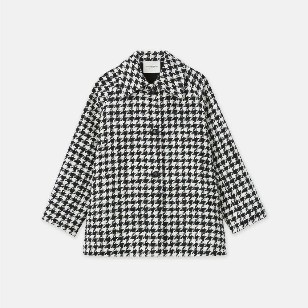 Lafayette 148 NY Twisted Houndstooth Wool Blend Swing Coat - 2X Excellent
